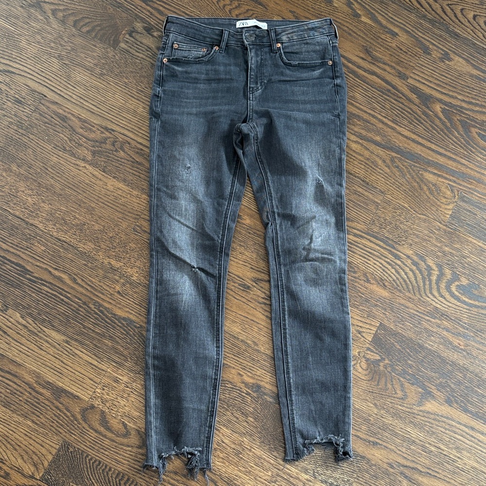 Zara Black Distressed Skinny Jeans